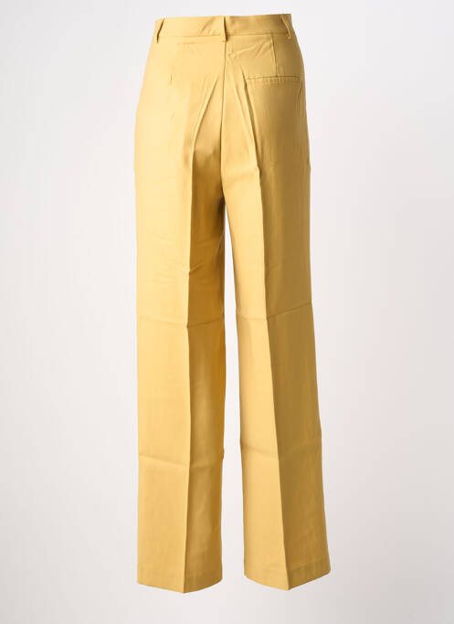 Pantalon large tissage popeline taille haute jaune GRACE & MILA femme