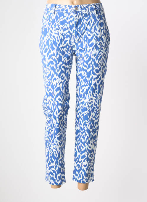 Pantalon chino fermeture zippée sous rabat boutonné taille normale bleu FRANSA femme