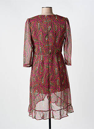 Robe mi-longue imprimé fleurs manches longues rose THE KORNER femme