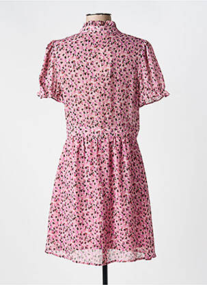 Robe mi-longue tissage crêpe manches courtes rose LOVIE & CO femme