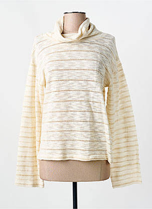 Pull coupe cintrée manches longues beige LOVE BY MD femme