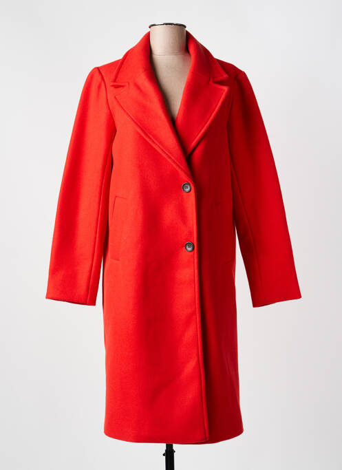 Manteau long coupe droite sans capuche rouge B.YOUNG femme