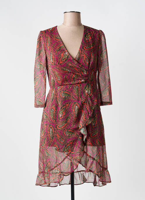Robe mi-longue imprimé fleurs manches longues rose THE KORNER femme