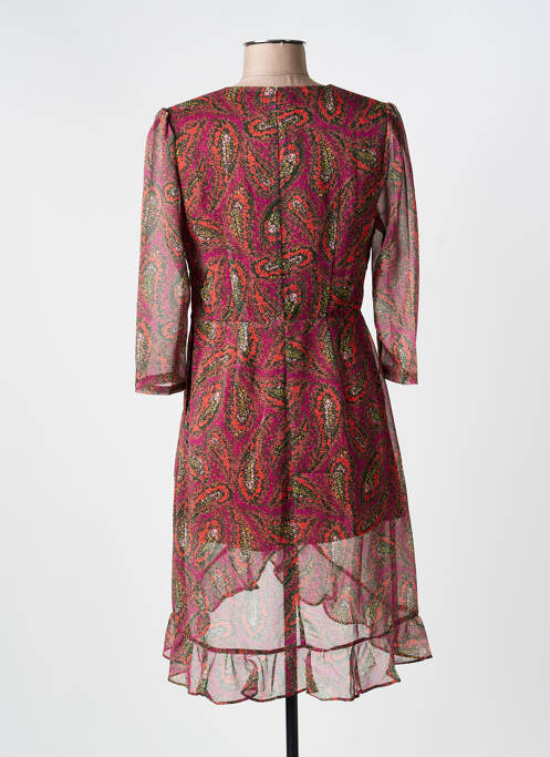 Robe mi-longue imprimé fleurs manches longues rose THE KORNER femme
