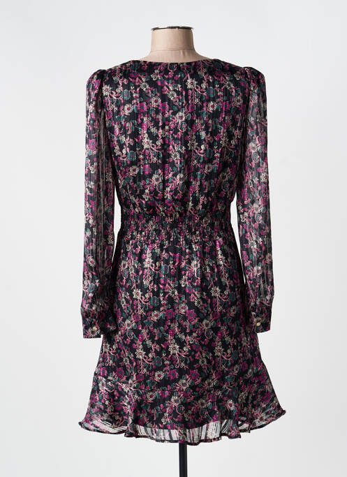 Robe mi-longue imprimé fleurs manches longues noir MORGAN femme