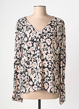 Blouse imprimé fantaisie manches longues noir C'EST BEAU LA VIE femme