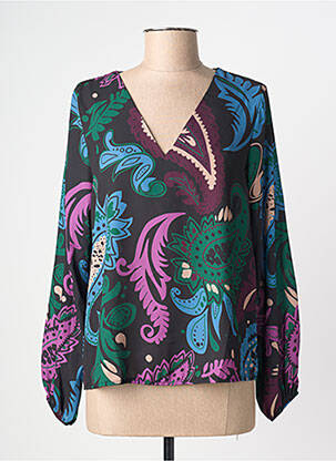 Blouse imprimé fantaisie manches longues noir DONA LISA femme