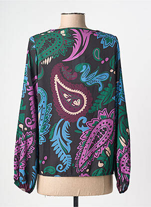 Blouse imprimé fantaisie manches longues noir DONA LISA femme