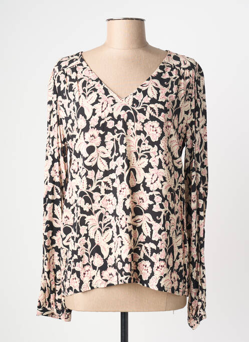 Blouse imprimé fantaisie manches longues noir C'EST BEAU LA VIE femme