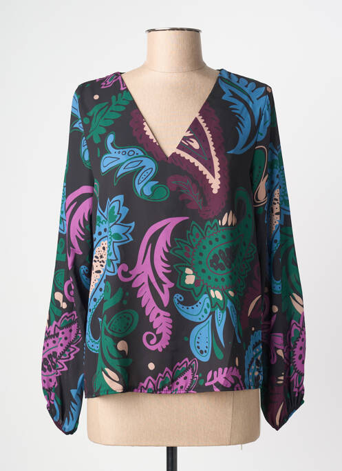 Blouse imprimé fantaisie manches longues noir DONA LISA femme