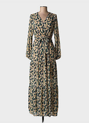 Robe longue manches longues manches longues vert DONA LISA femme