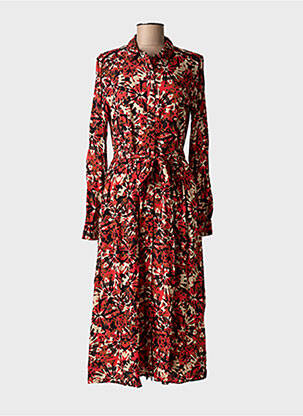 Robe mi-longue imprimé fleurs manches longues orange LOLA ESPELETA femme