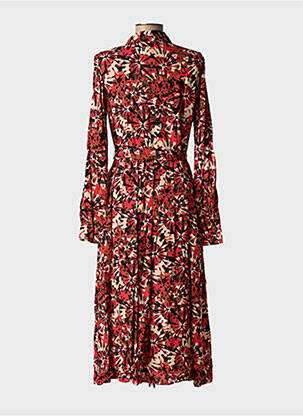 Robe mi-longue imprimé fleurs manches longues orange LOLA ESPELETA femme