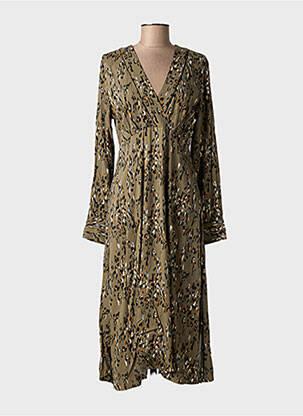 Robe mi-longue manches longues manches longues vert LOLA ESPELETA femme