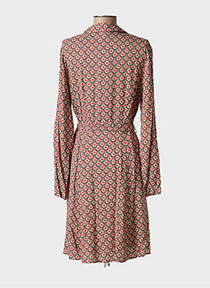 Robe mi-longue imprimé fleurs manches longues rouge C'EST BEAU LA VIE femme