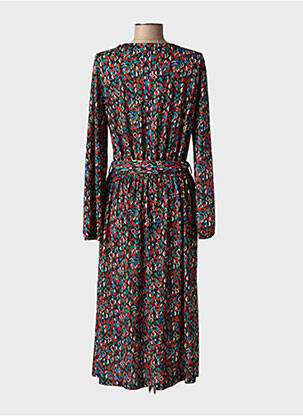 Robe mi-longue imprimé fantaisie manches longues noir DIANE LAURY femme
