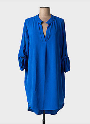 Robe courte manches 3/4 manches 3/4 bleu DONA LISA femme