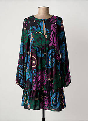 Robe courte manches longues manches longues noir DONA LISA femme