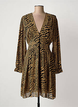 Robe mi-longue manches longues manches longues marron DONA LISA femme