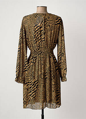 Robe mi-longue manches longues manches longues marron DONA LISA femme
