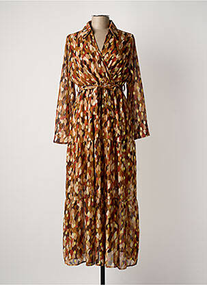 Robe longue manches longues manches longues marron DONA LISA femme