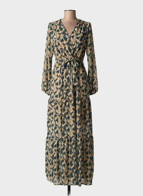 Robe longue manches longues manches longues vert DONA LISA femme