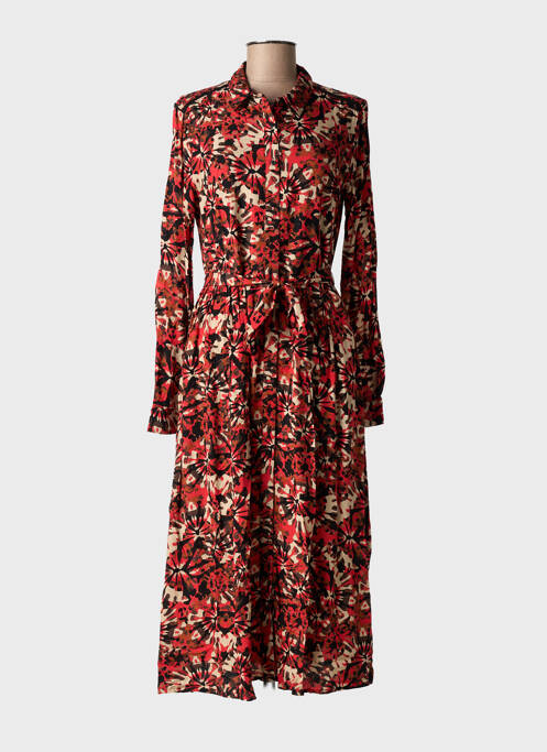 Robe mi-longue imprimé fleurs manches longues orange LOLA ESPELETA femme