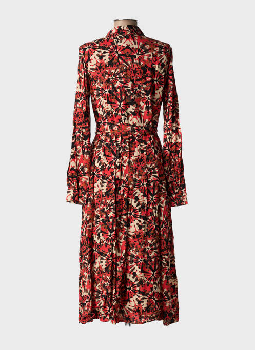 Robe mi-longue imprimé fleurs manches longues orange LOLA ESPELETA femme