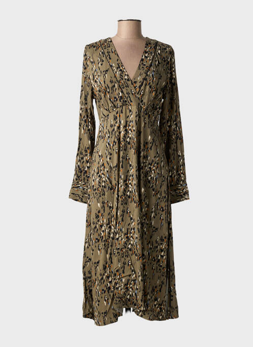 Robe mi-longue manches longues manches longues vert LOLA ESPELETA femme