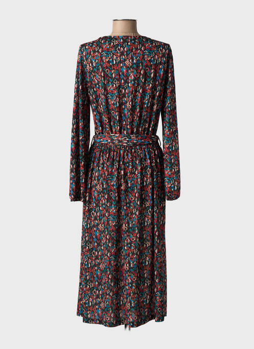Robe mi-longue imprimé fantaisie manches longues noir DIANE LAURY femme