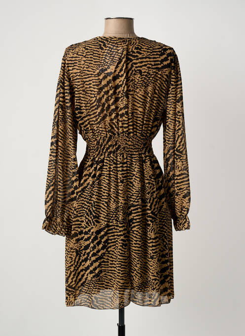 Robe mi-longue manches longues manches longues marron DONA LISA femme