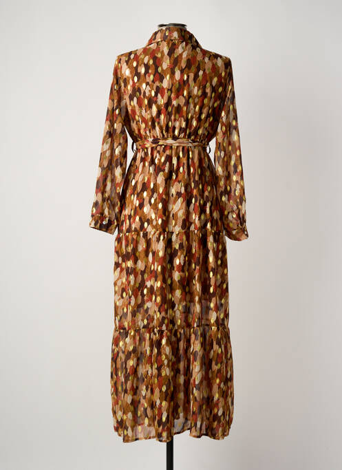 Robe longue manches longues manches longues marron DONA LISA femme