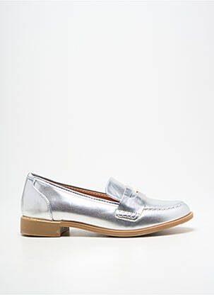 Mocassins tissage satiné talon plat jusqu'à 3cm argent JOIA femme
