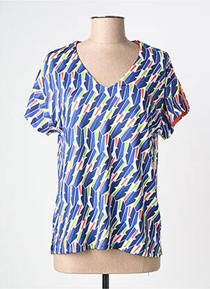 T-shirt imprimé fantaisie manches courtes bleu SCORZZO femme