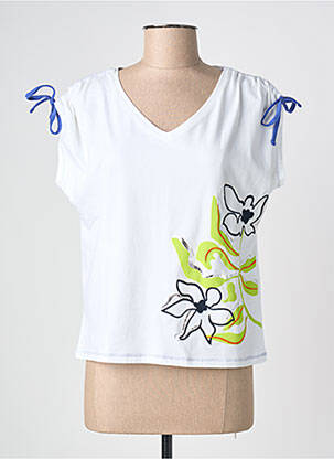 T-shirt col v manches courtes blanc SCORZZO femme
