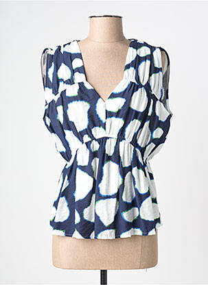 Top coupe cintrée sans manche bleu SCORZZO femme