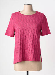 Pull tissage chiné manches courtes rose ELEANE femme