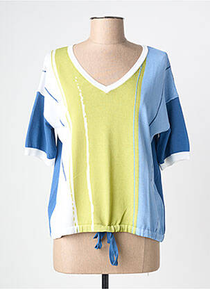 Pull col v manches courtes bleu WNT COLLECTION femme
