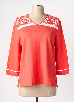 Pull coupe cintrée manches 3/4 orange ELEANE femme