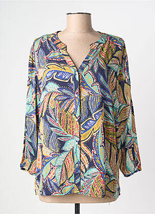 Chemisier coupe cintrée manches 3/4 bleu GRIFFON femme