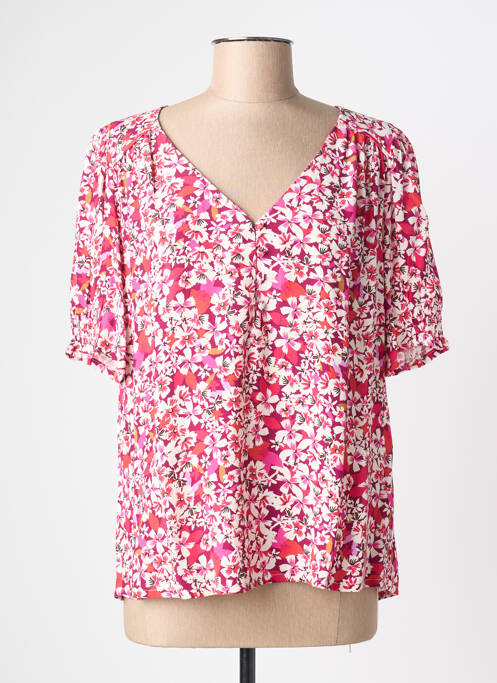 Blouse imprimé fleurs manches courtes rose JULIE GUERLANDE femme
