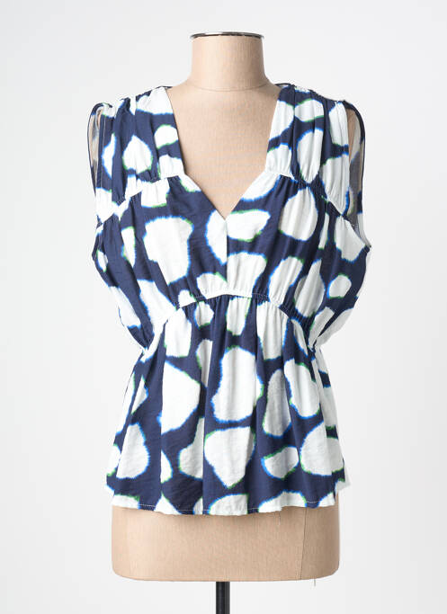 Top coupe cintrée sans manche bleu SCORZZO femme