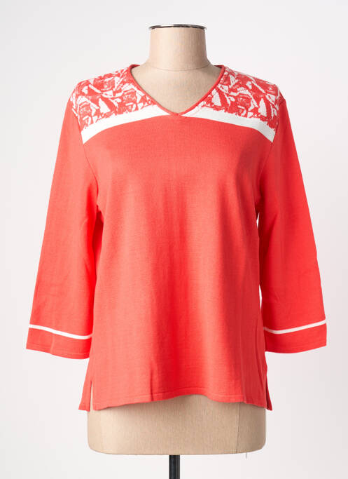 Pull coupe cintrée manches 3/4 orange ELEANE femme