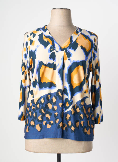 Blouse tissage popeline manches 3/4 bleu GRIFFON femme