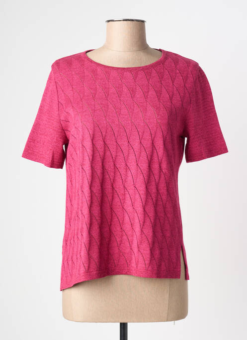 Pull tissage chiné manches courtes rose ELEANE femme