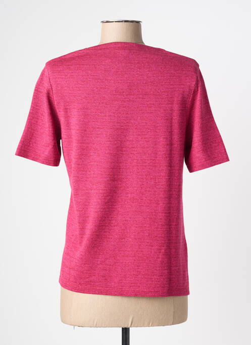 Pull tissage chiné manches courtes rose ELEANE femme