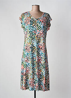 Robe mi-longue manches courtes manches courtes vert TELMAIL femme