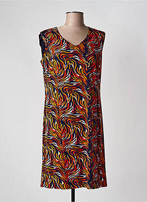 Robe mi-longue imprimé fantaisie sans manche bleu GEVANA femme
