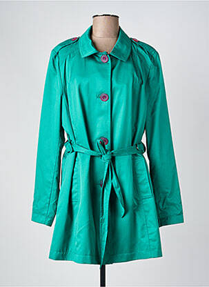 Trench tissage popeline sans capuche vert REVER MILE femme