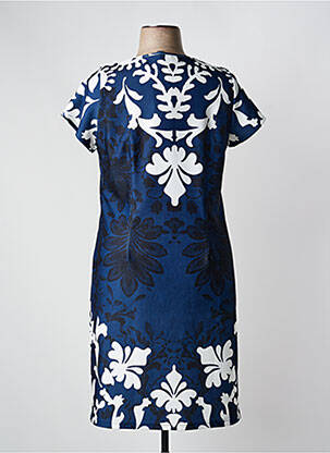 Robe mi-longue imprimé fleurs manches courtes bleu GREGORY PAT femme